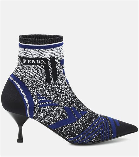 prada stretch knit ankle boots|prada block heel combat boots.